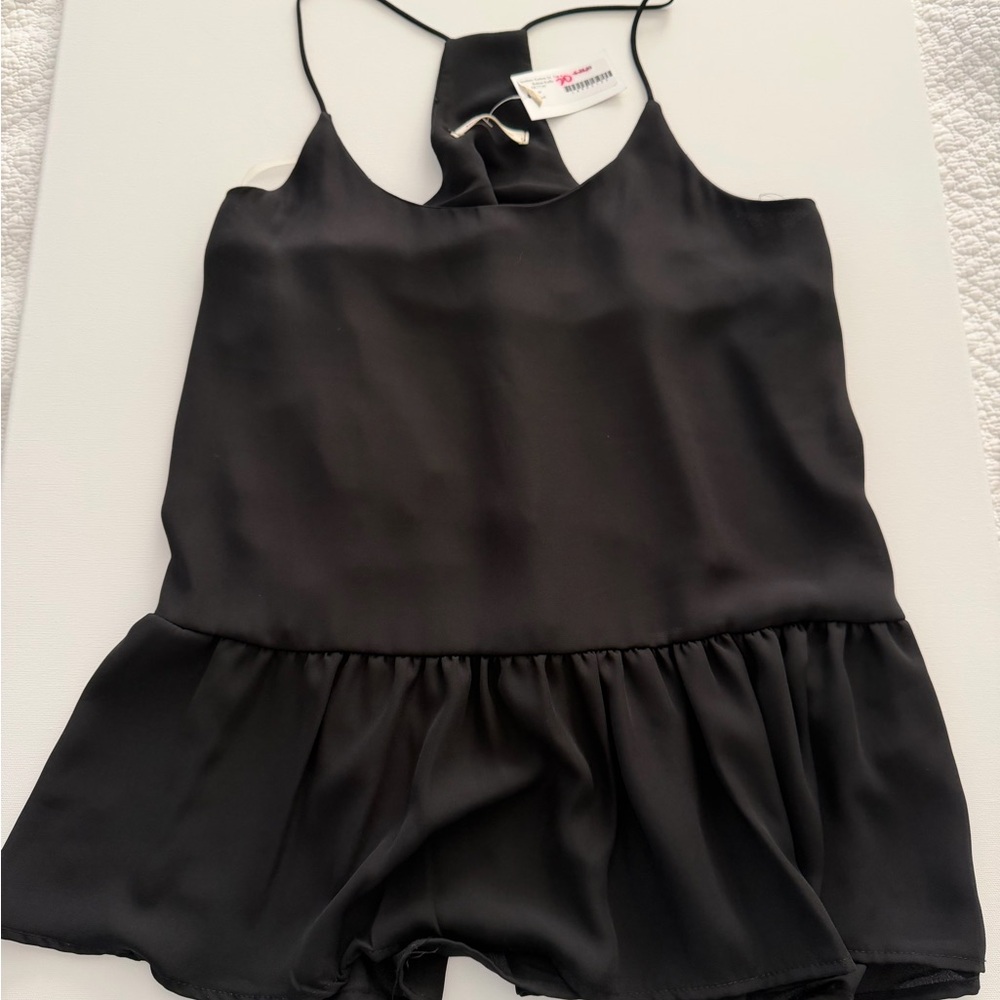 Newbury Kustom Black Satin Spaghetti Strap Top